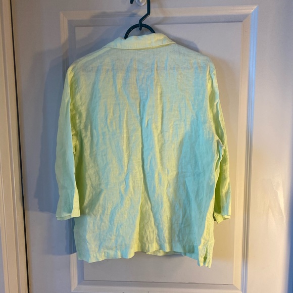 Lulu-B 100% Linen Lime Green Lagenlook Loose Top, size Large - Picture 2 of 10